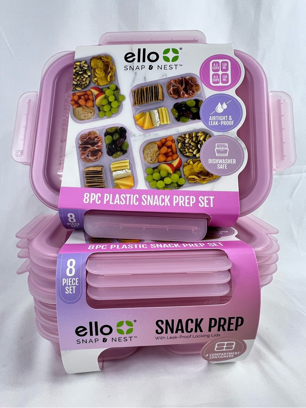 ello Snap & Nest 8pc Plastic Snack Prep Set (16 Piece Total)